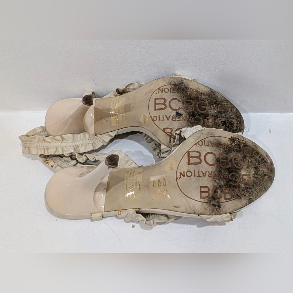 BCBGeneration Cream Ruffle Stiletto Heels - Picture 10 of 10